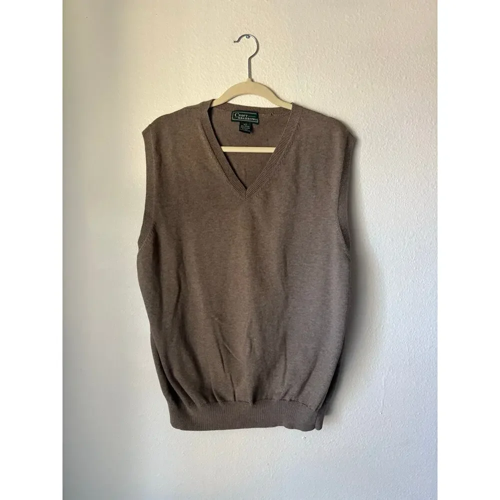 Vintage Croft & Barrow Tan Sweater Vest Collegiate Academia twee grandpa neutral